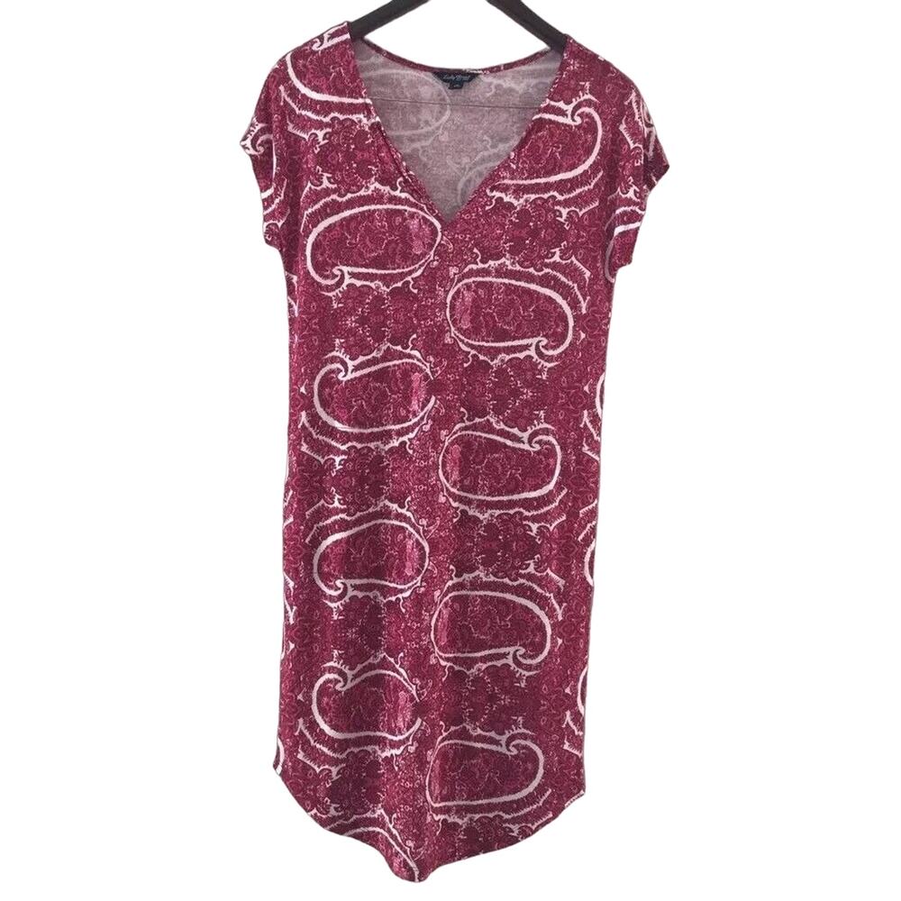 Lucky Brand SunDress Boho Pink Floral Short Sleeve 100% Viscose Tunic sz xs